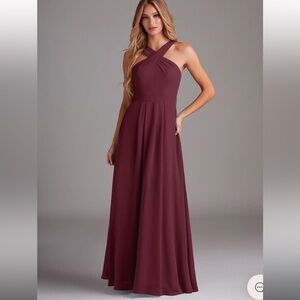 Azazie Dixie One-Shoulder Cabernet (Burgundy) Bridesmaid Dress